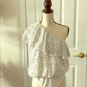 Polka dot one shoulder bodysuit